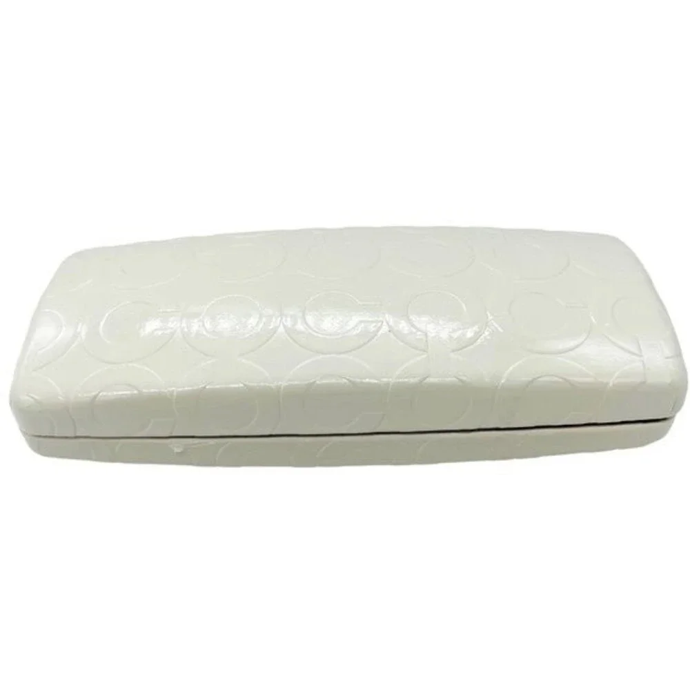 COACH White Embossed Leather Eyeglasses Sunglasses Hard Clamshell Case